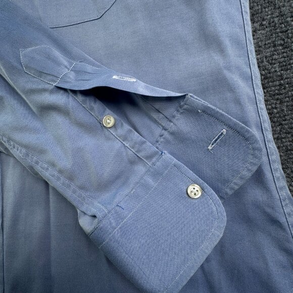 Gitman Bros For Fashion Post Louisville Button Up Shirt 15 33 Solid TTX 2x2 Blue - Picture 12 of 15